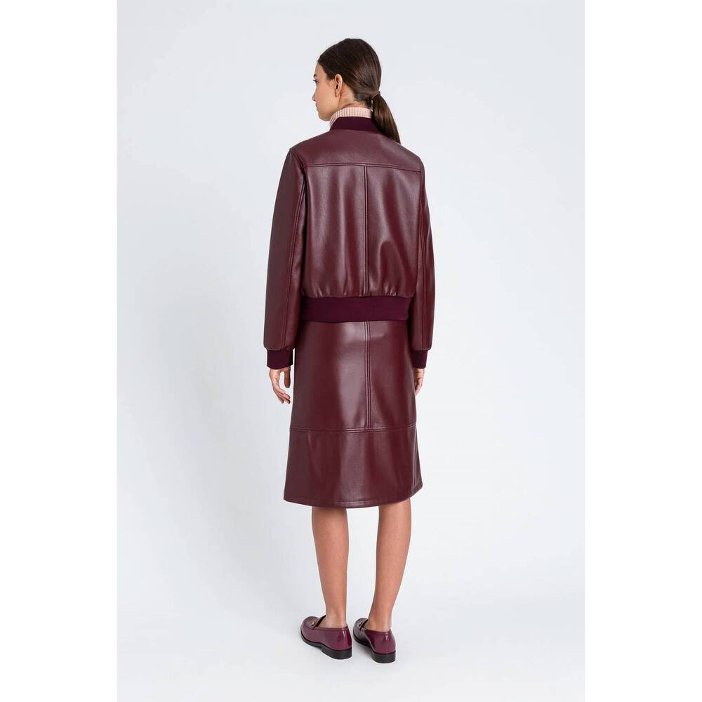 NEW TWINSET command sleek front slit skirt in bordeaux - Picture 2 of 3